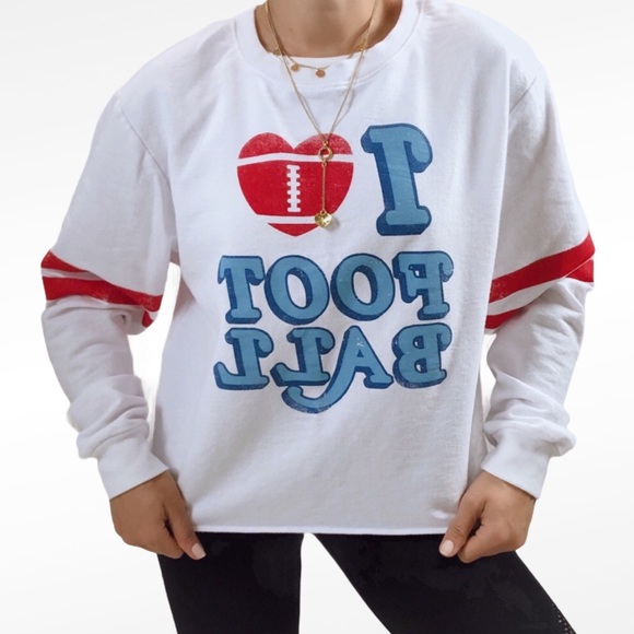 Modern Lux I Heart Love Football Crop Sweater - Picture 2 of 4